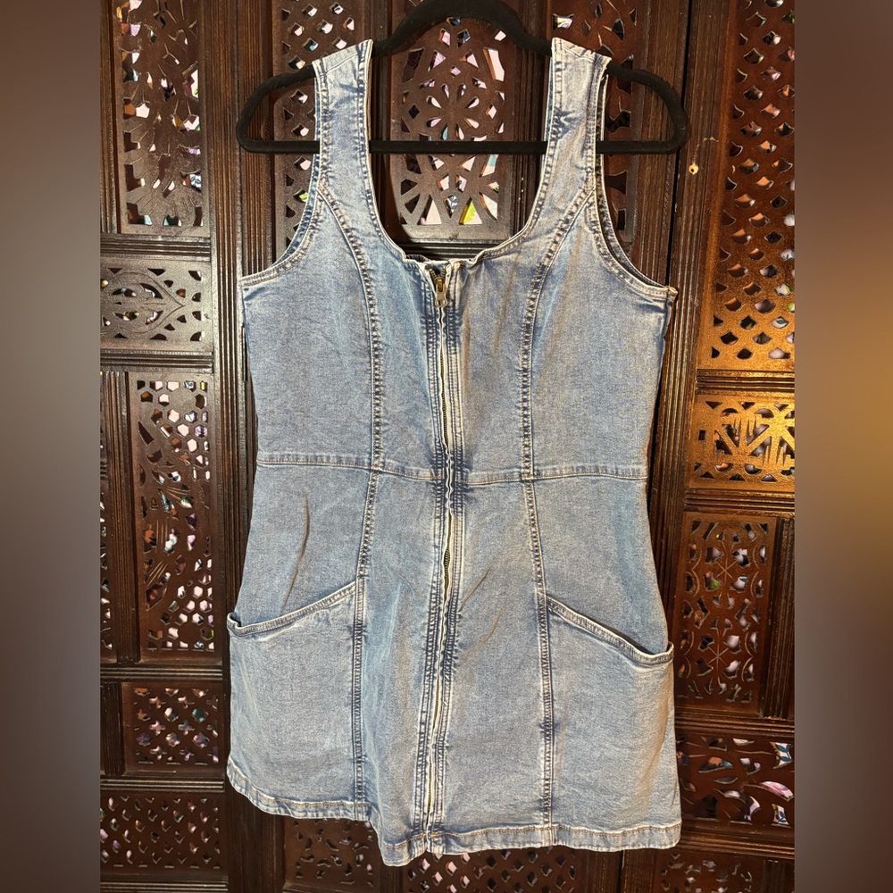 Denim Zip-Up Sleeveless Dress